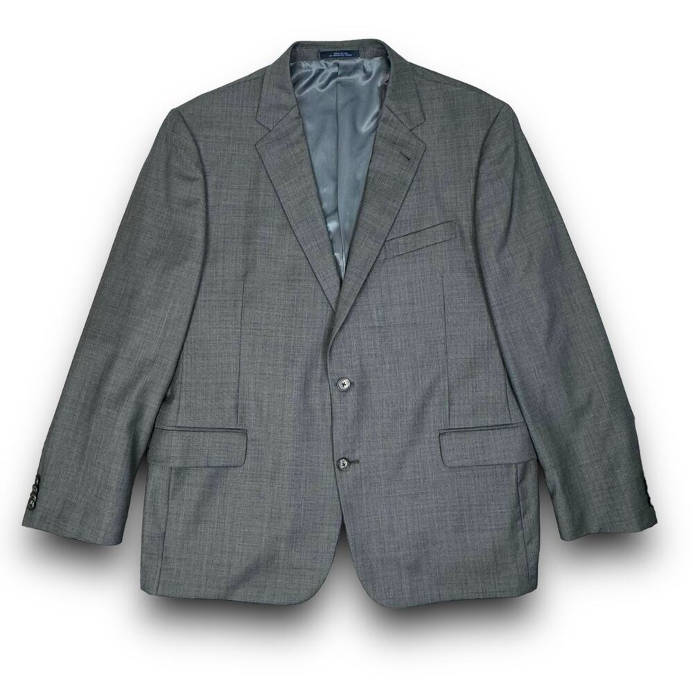 Vtg Joseph Abboud Mens 100% Wool Suit Jacket Blazer Gray Union Made USA Size 46R